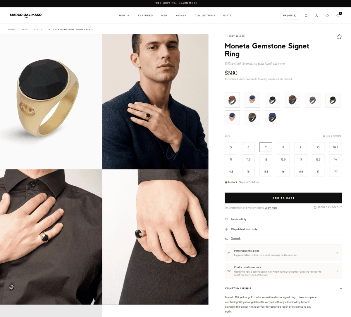Shopify product page built by eBridge